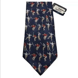NWT Museum Artifacts Navy Blue All Silk Golf Tie